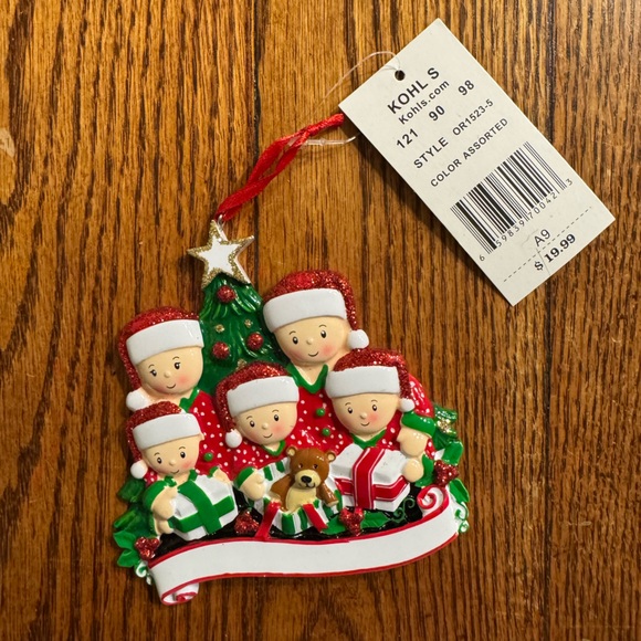 Christmas Family Ornament with Santa Hats - Picture 1 of 3